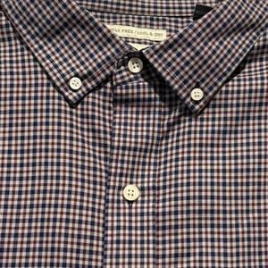 Oak Hill Mens 2XL Button‎ Down Shirt Wrinkle Free Cool Dry Check Navy Maroon